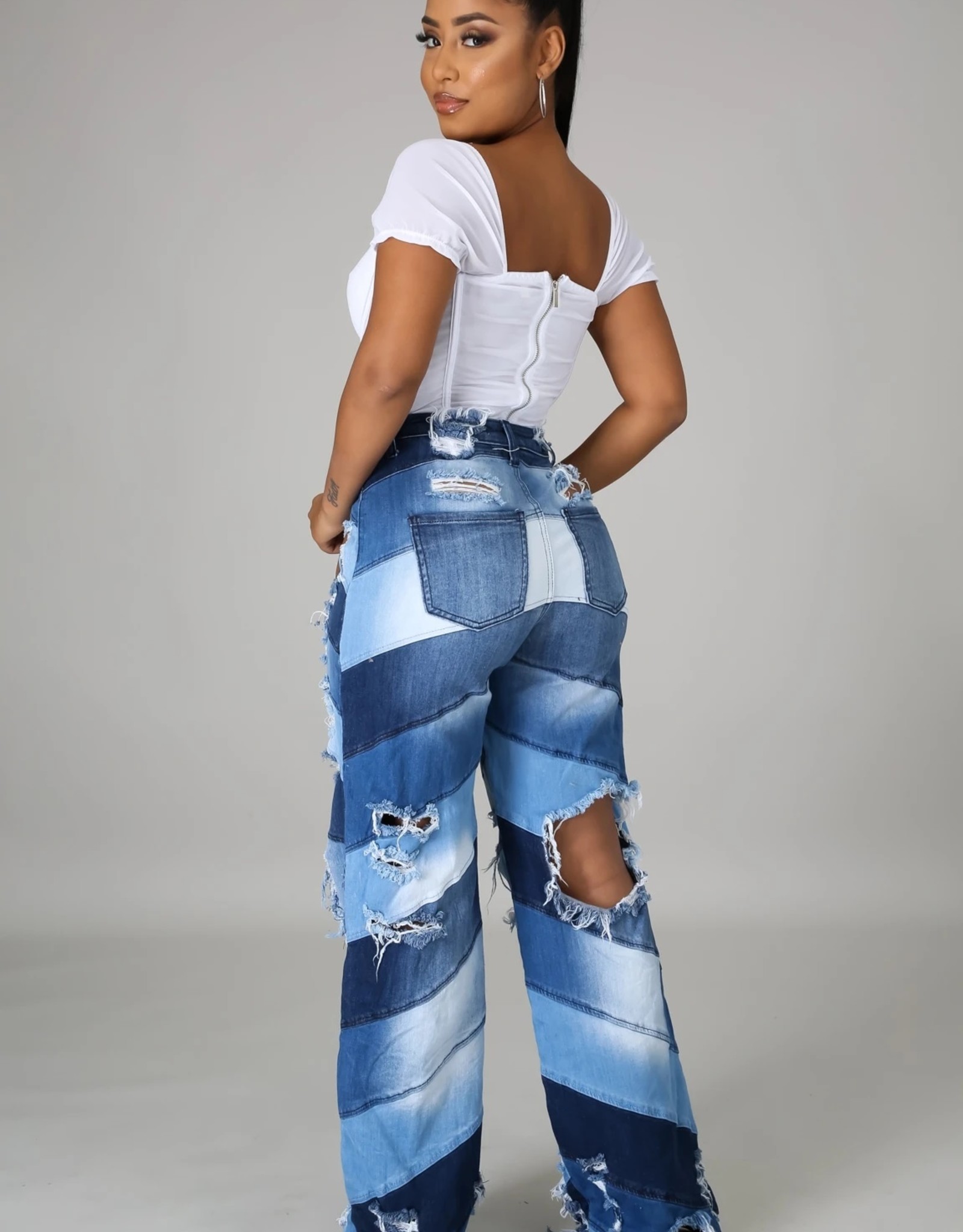 Crazy Sexy Cool Jeans - Patchwork Distressed Jeans - Coconuts Boutique