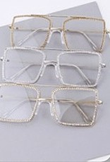 Crystal Trim Square Glasses