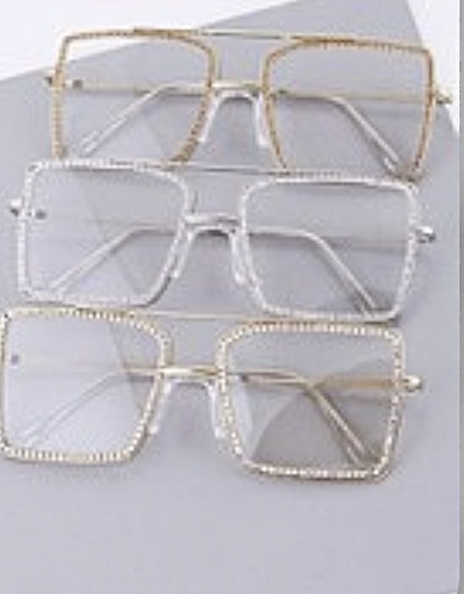 Crystal Trim Square Glasses