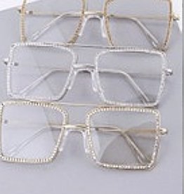 Crystal Trim Square Glasses