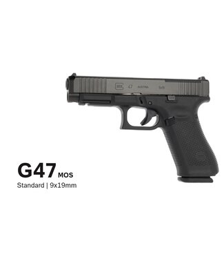 Glock Glock PA475S203MOS G47 Semi-Auto Pistol, 9MM, 4.49" Bbl, Black, Front Serrations, Fixed Sight, 17+1 Rnd