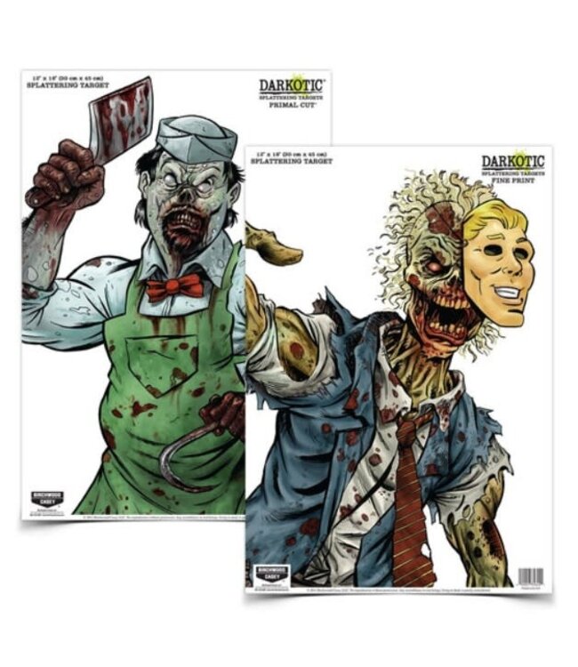 Birchwood Casey DARKOTIC 12 Xin. 18in. PRIMAL CUT/FINE PRINT COMBO PACK - 8 TARGETS (4 EACH)
