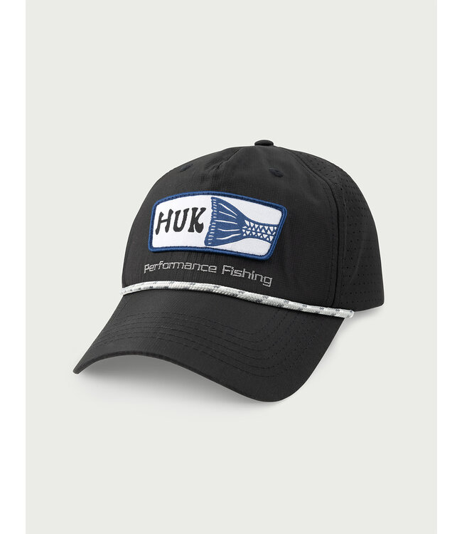 Huk Fish Patch Rope Trucker Hat Black