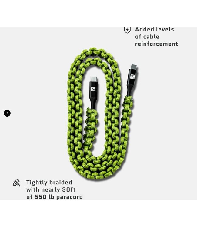 Dark Energy USB C to C Paracord Cable, Green