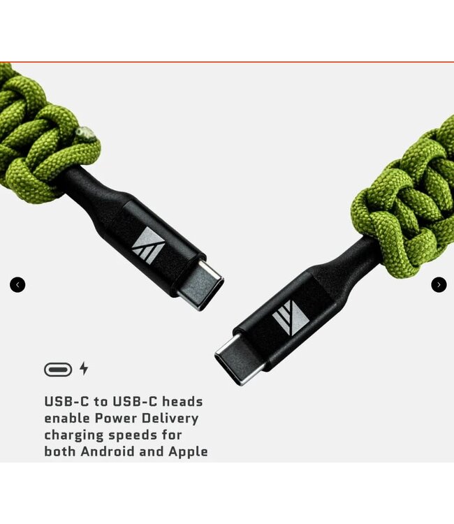 Dark Energy USB C to C Paracord Cable, Green