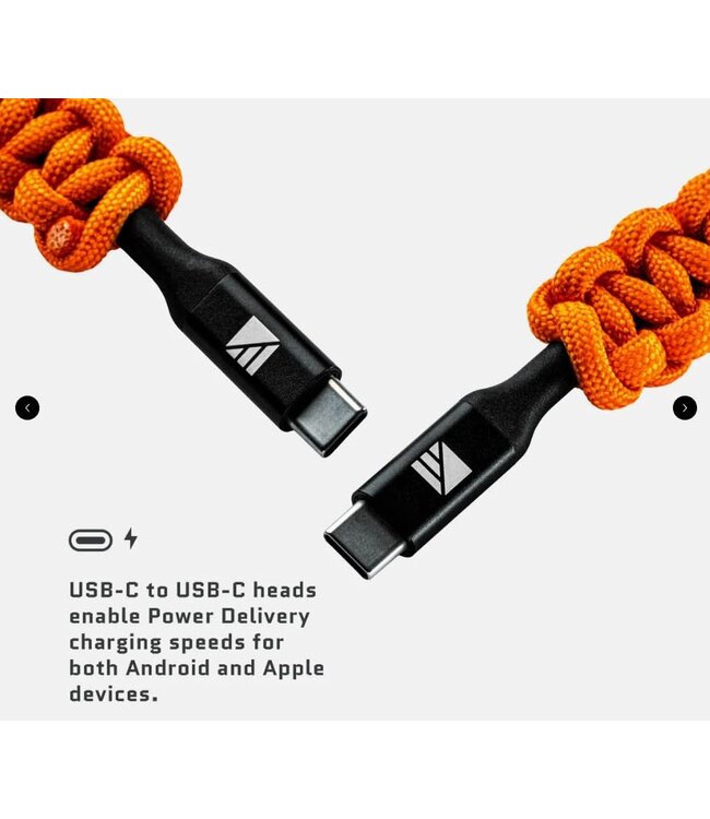 Dark Energy USB C to C Paracord Cable, Orange