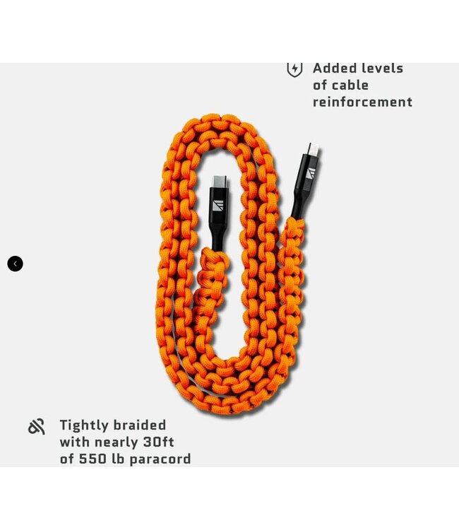 Dark Energy USB C to C Paracord Cable, Orange