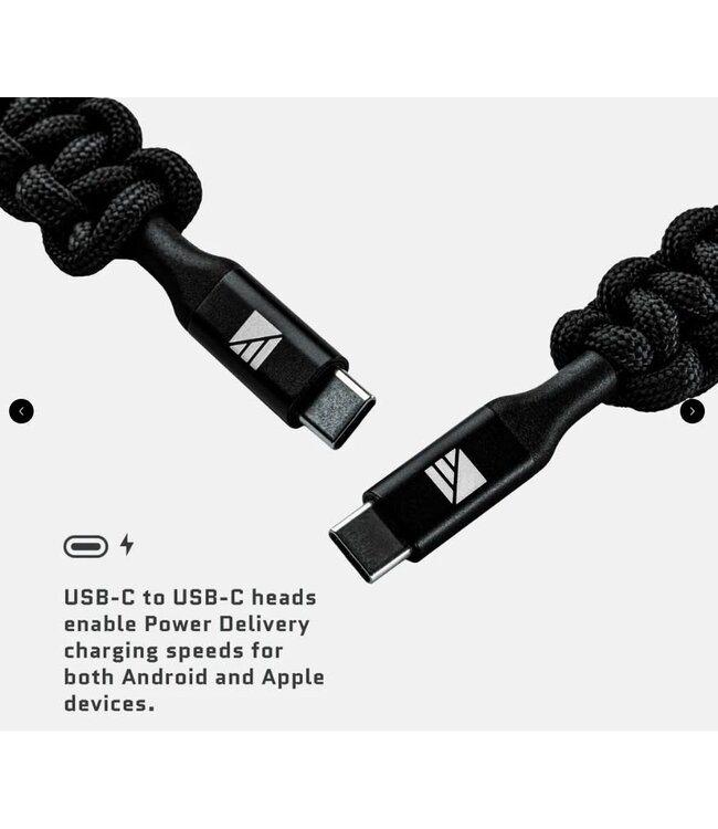 Dark Energy USB C to C Paracord Cable, Black