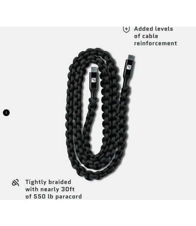Dark Energy USB C to C Paracord Cable, Black