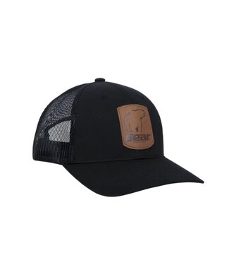 Bear Bear Black Leather Patch Hat