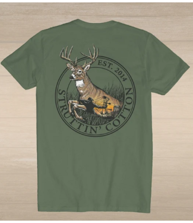 Struttin Cotton Struttin Cotton Bow Hunt Scene T-Shirt - Sage