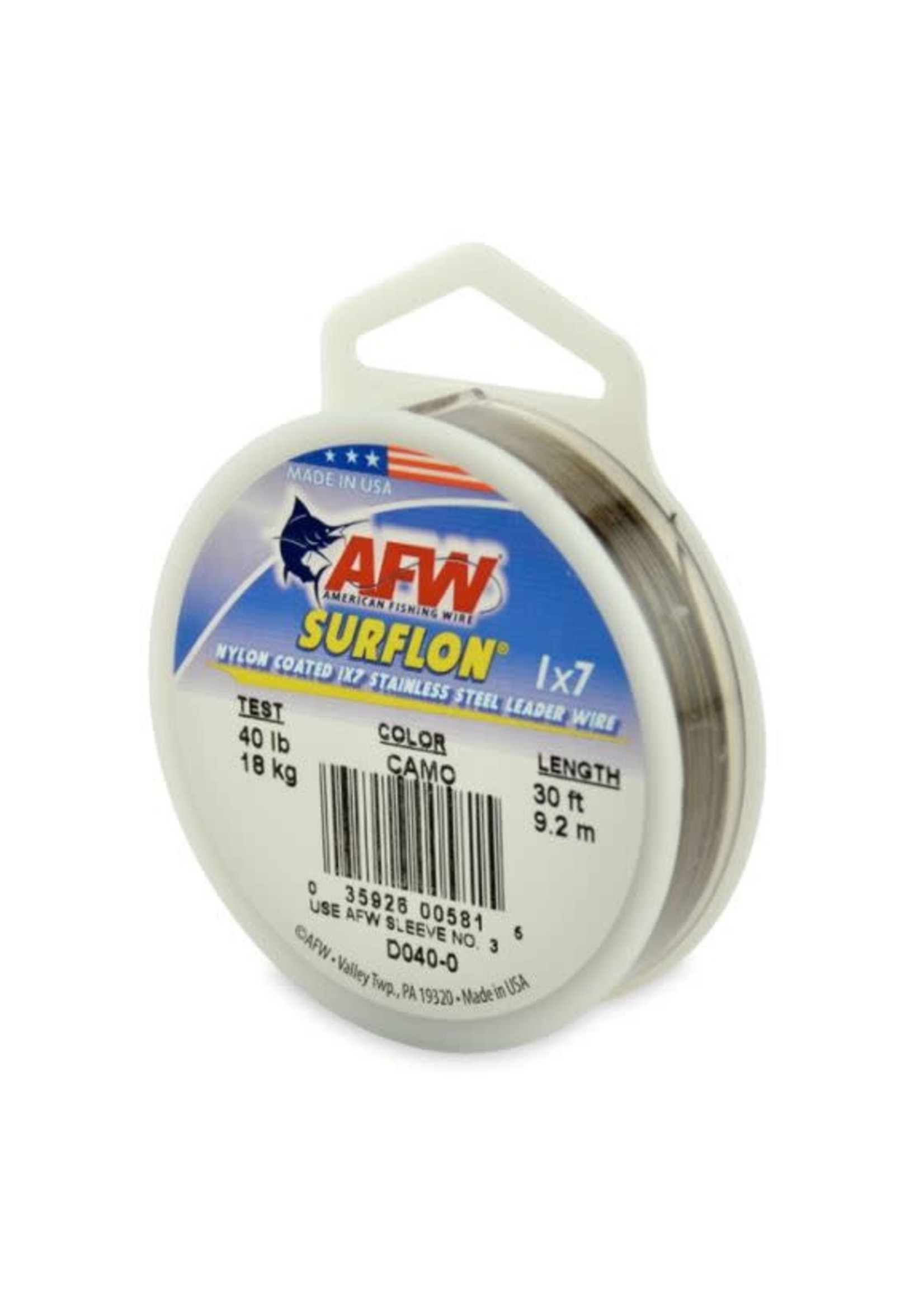 AFW Surflon 1x7 Steel Leader Wire - 40# 30' Camo