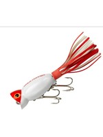 Arbogast Hula Popper - 2.25" White Red Head