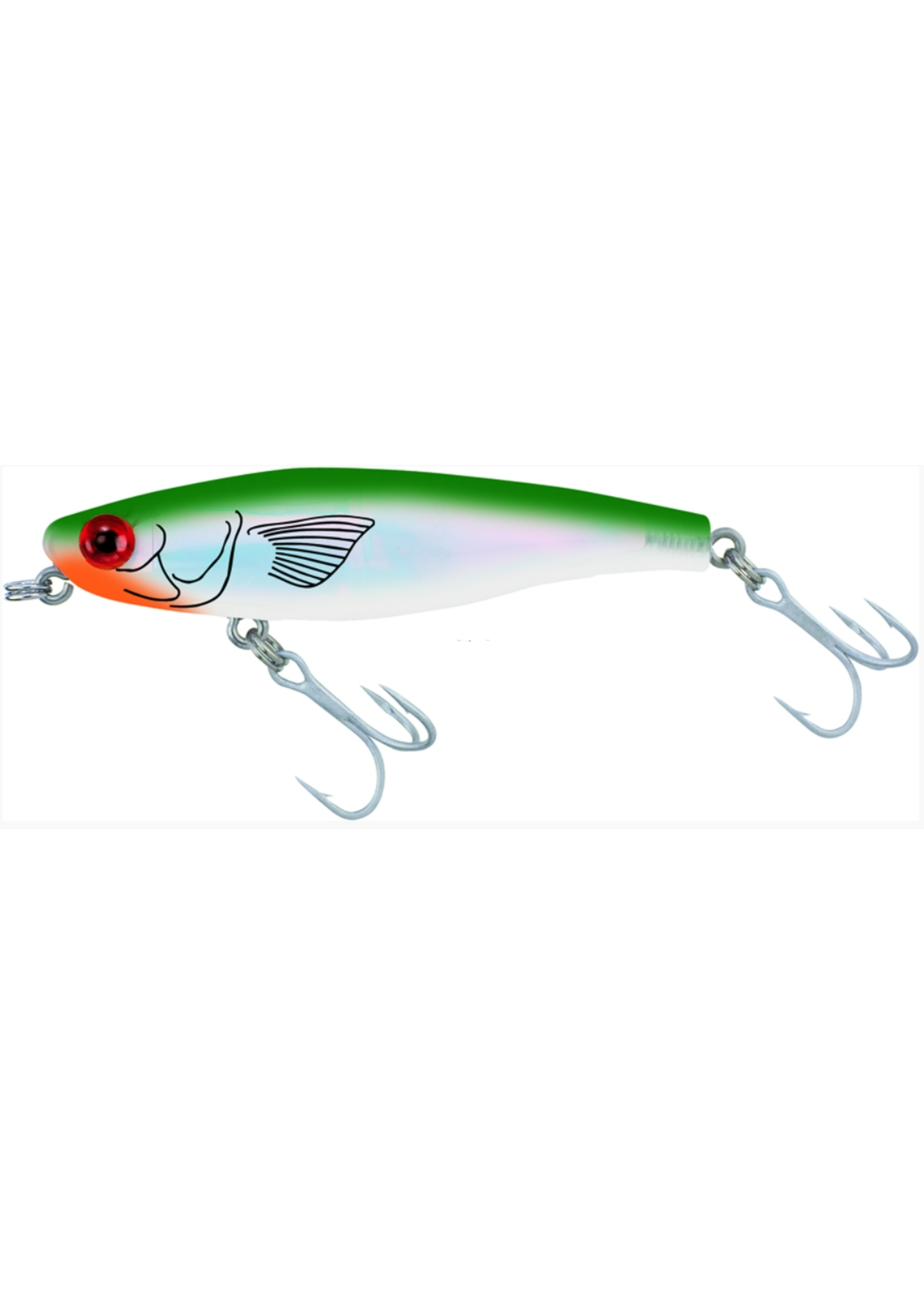 MirrOlure MirrOmullet Surface Walker, 3", 3/8 oz,  Green Back/White Belly/Silver