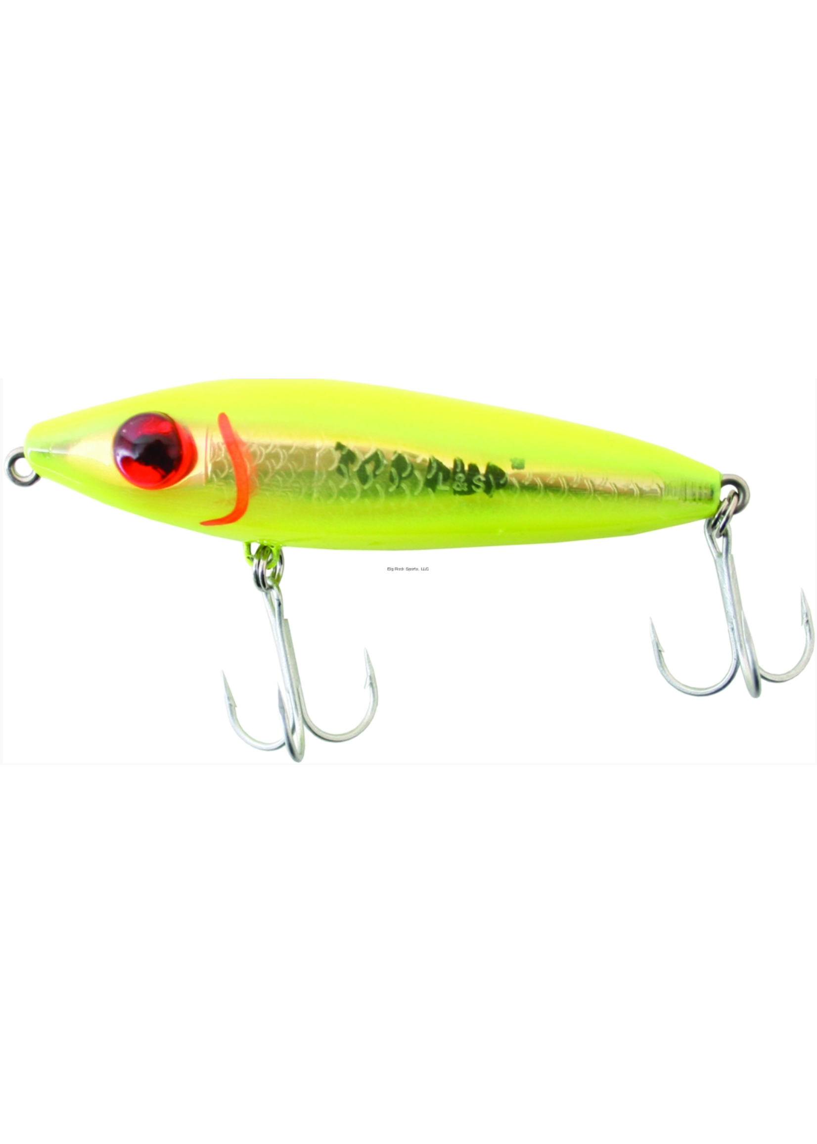 MirrOlure Top Pup Rattling Surface Walker, 3 1/2", 5/8 oz, Fluorescent Chartreuse Back & Belly/Gold Scale