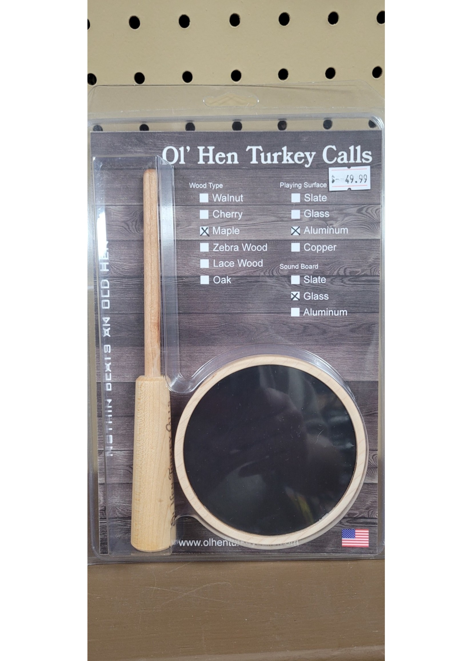 Ol' Hen Tukey Calls Pot Call - Maple Wood with Aluminum over Glass