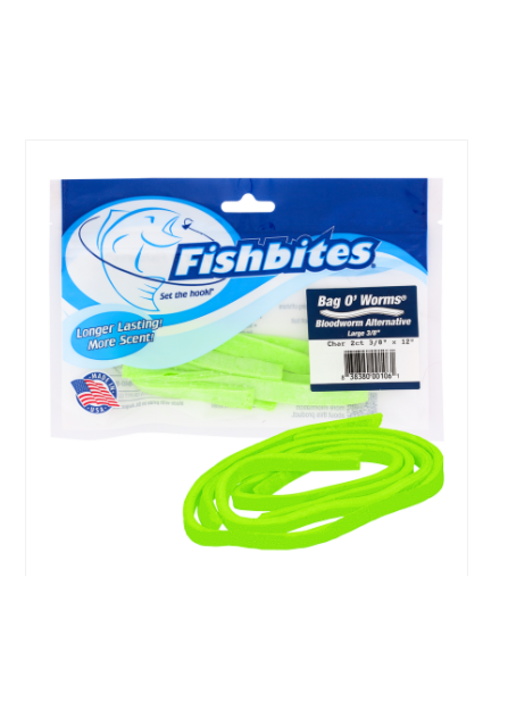 Fish Bites Bag O' Worms - Bloodworm Chartreuse