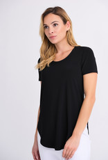 Joseph Ribkoff Solid Black T-Shirt w/Scoop Hem