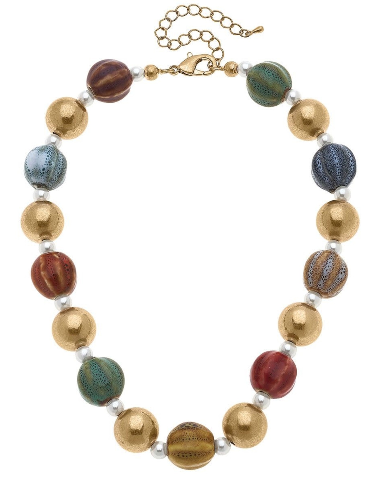 - Multi Color Ceramic Bead Necklace