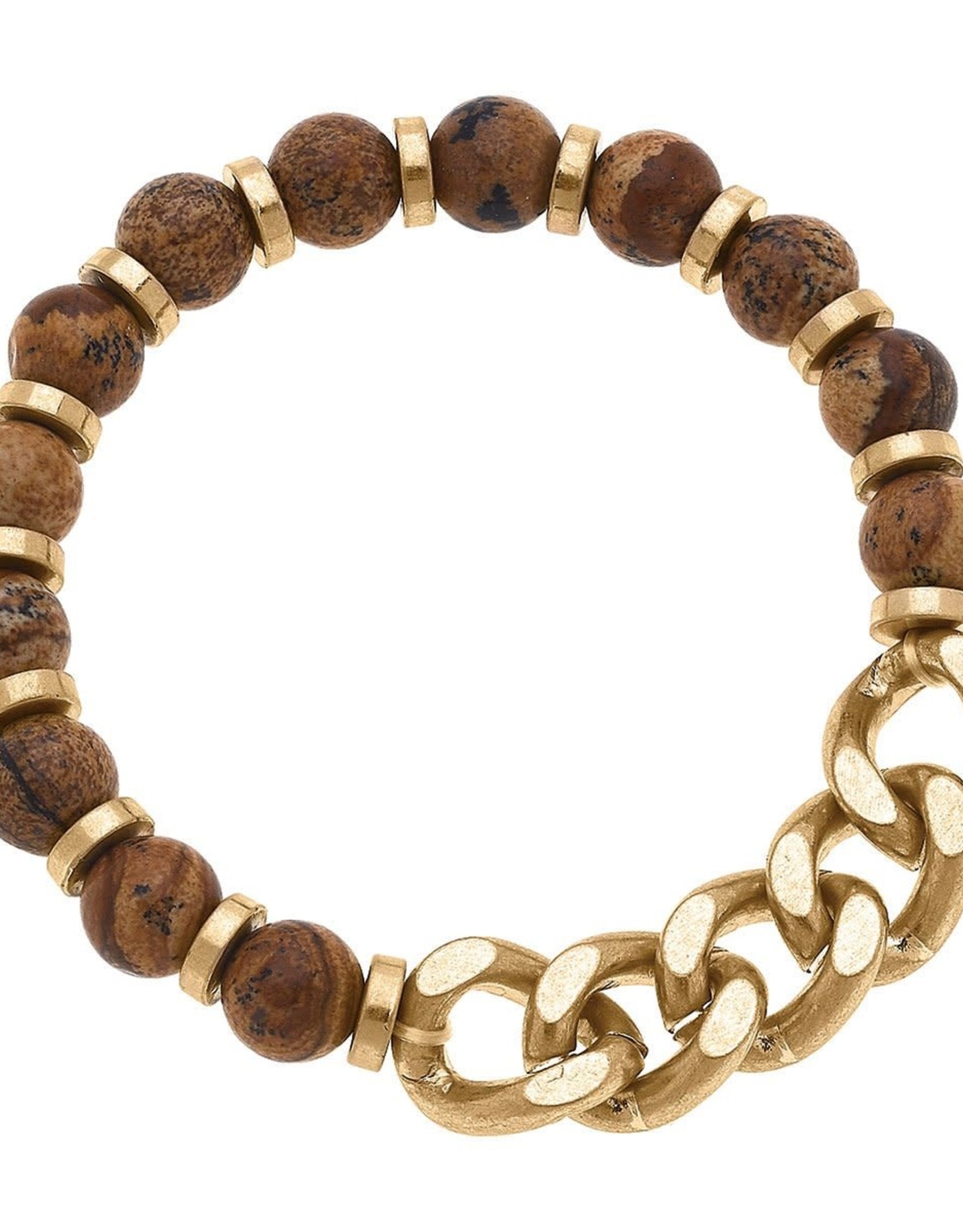 - Gold Gemstone & Chunky Chain Bracelet