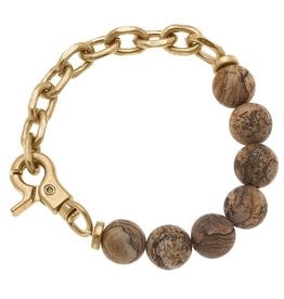 - Gold Gemstone & Chunky Chain Bracelet w/Clasp