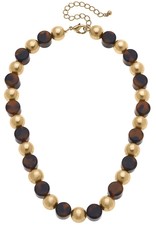 - Resin Ball & Bead Necklace in Tortoise