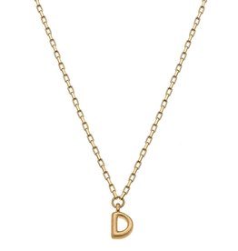- "D" Gold Bubble Letter Initial Necklace