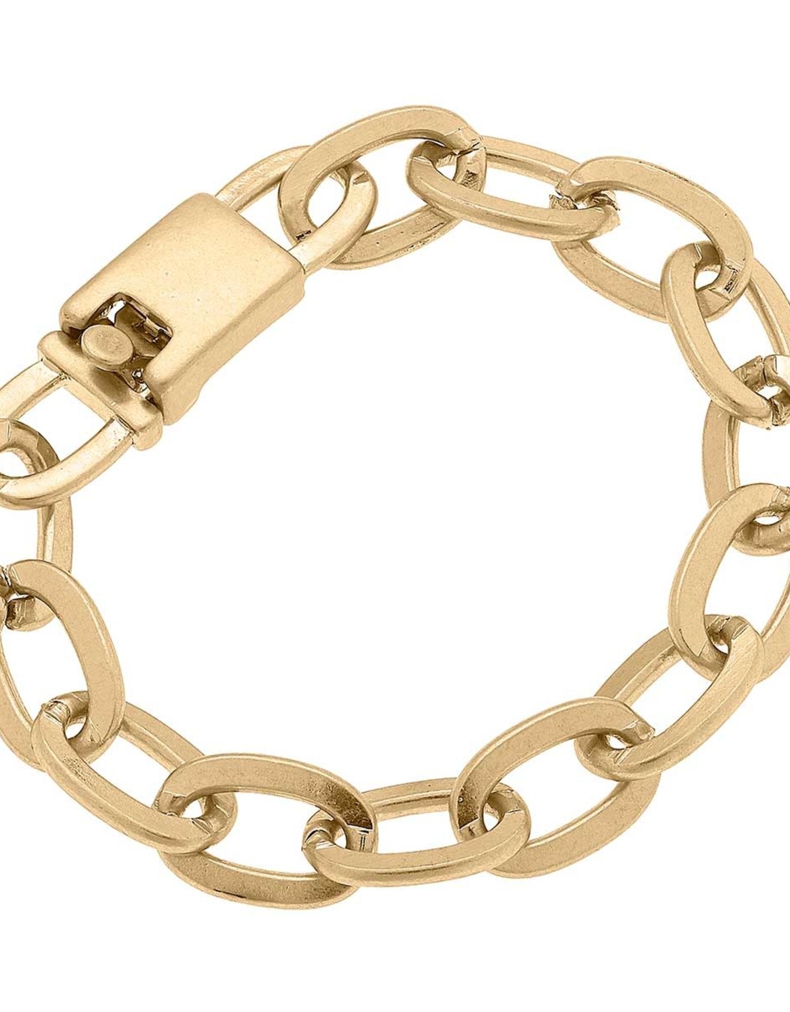 - Chunky Chain Link Bracelet in Worn Gold