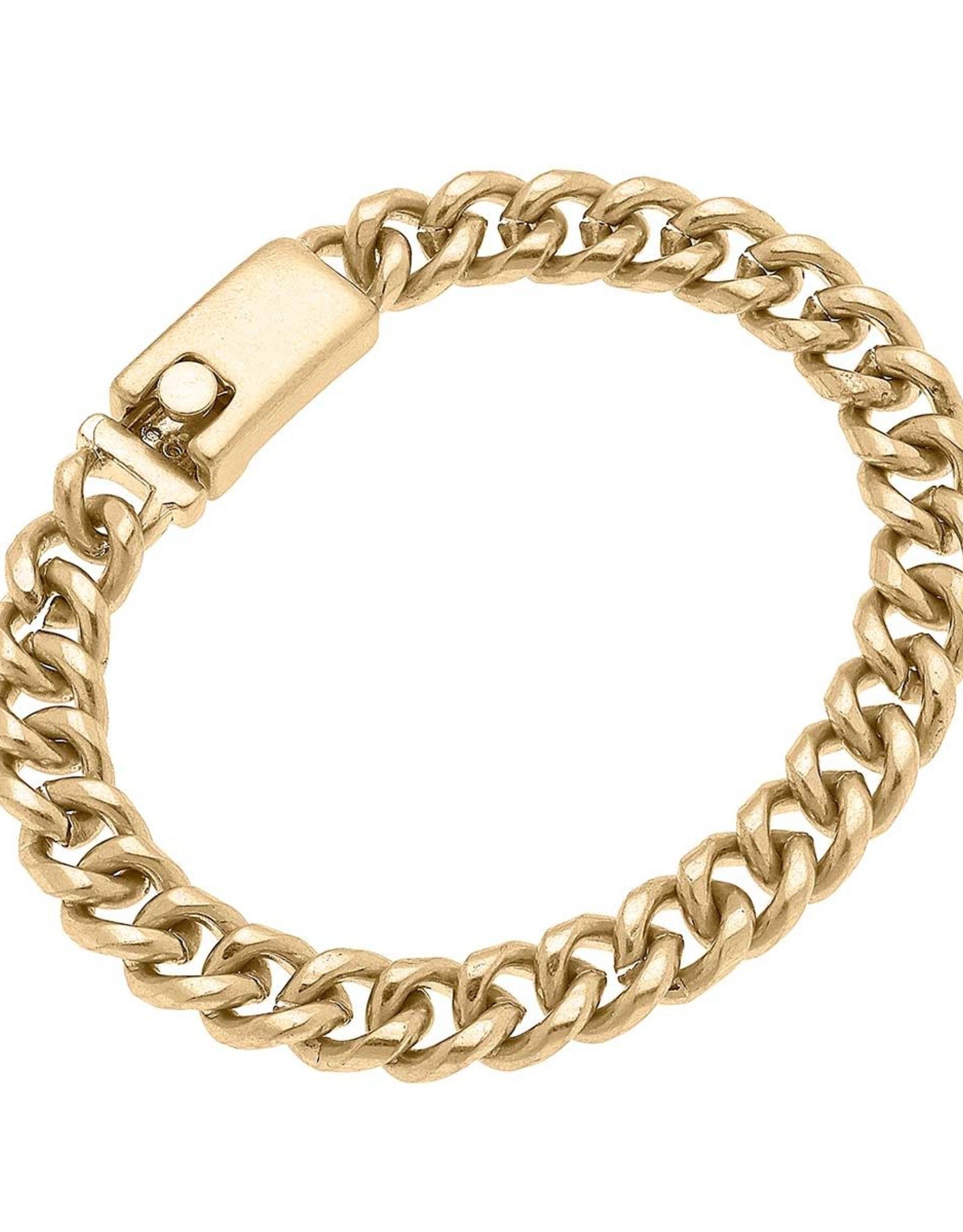 - Delicate Curb Chain Bracelet in Worn Gold