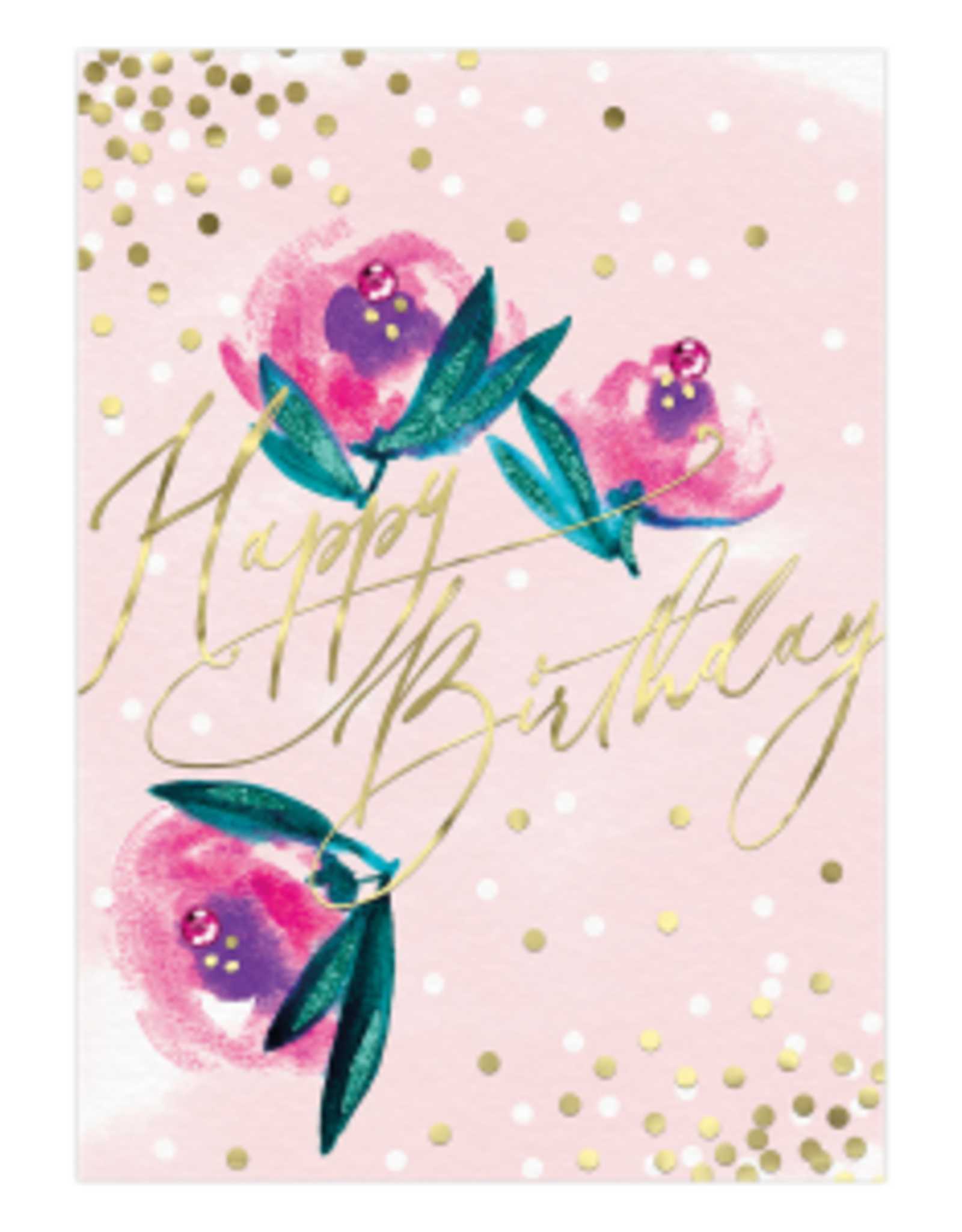 - Pink Roses Birthday Card