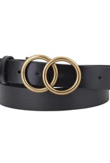 Most Wanted Co Most Wanted Black Double Ring  Harmony Buckle Leather Belt BC