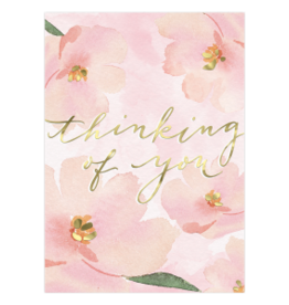 - Pink Floral Thinking of You Card