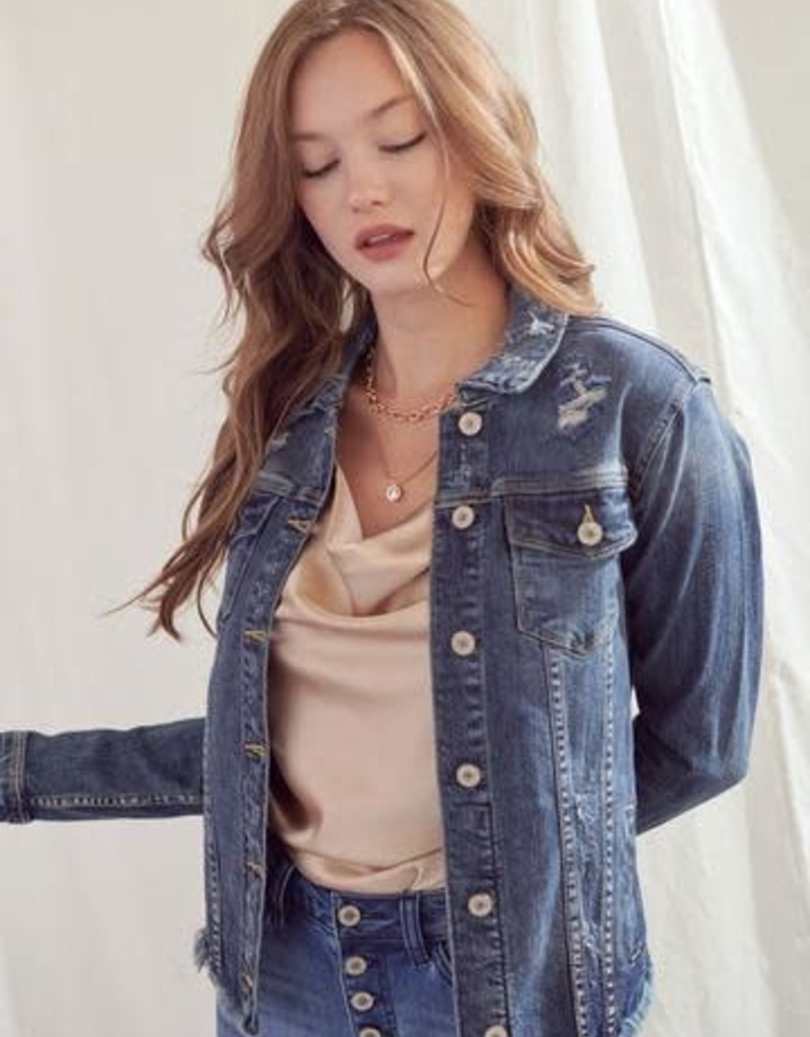 fray hem denim jacket