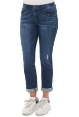 Democracy Medium Wash Cuffed Distressed Girlfriend Jeans