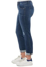 Democracy Medium Wash Cuffed Distressed Girlfriend Jeans