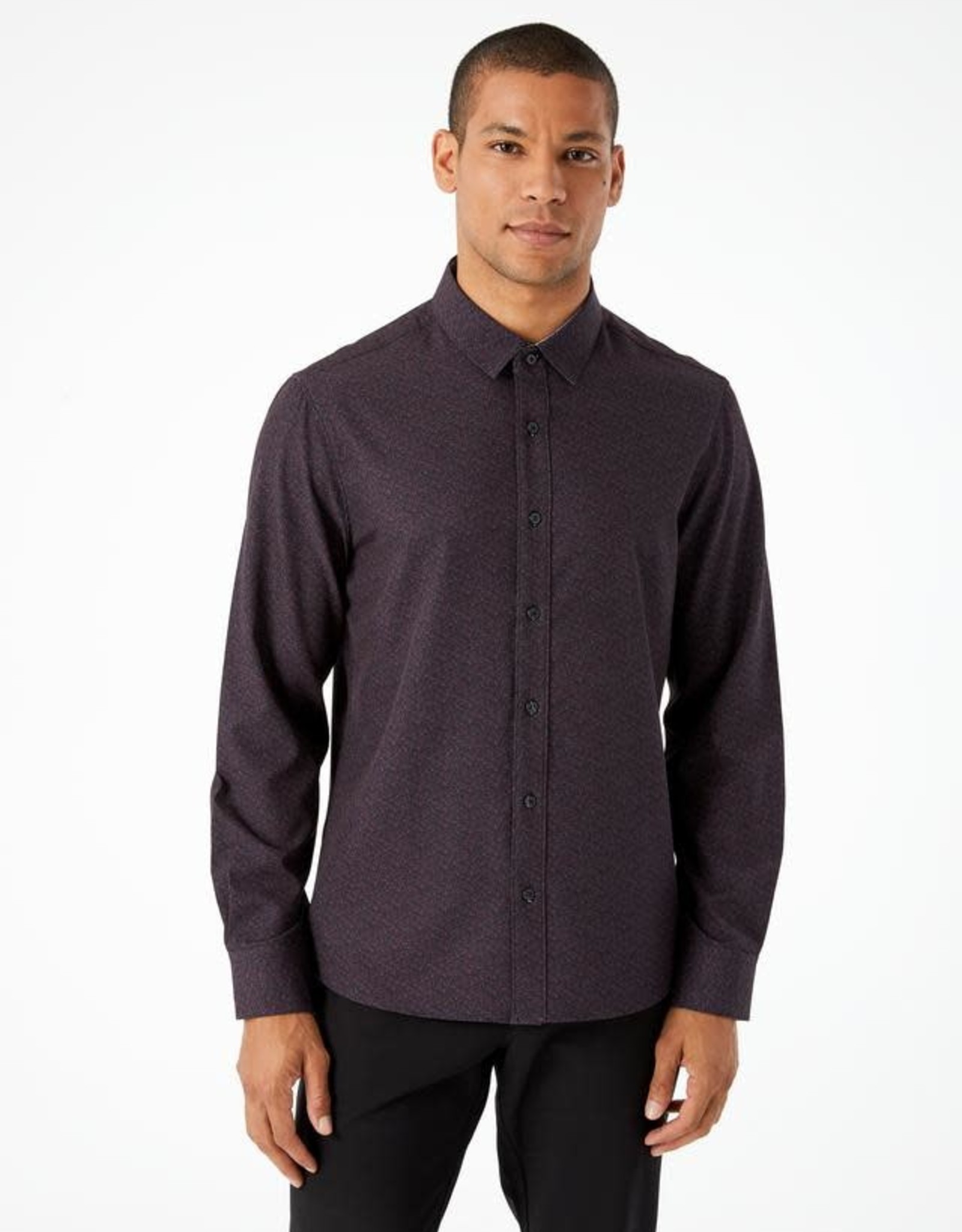 Men's Burgundy/Navy Print Button-Up Top 