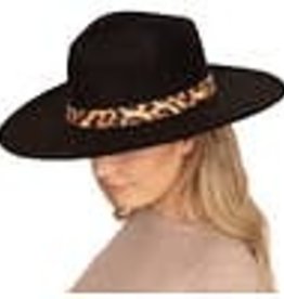 Black Felt w/Leopard Trim Hat