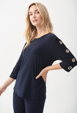 Joseph Ribkoff Navy Top 3/4 Sleeve w/Ring Detail