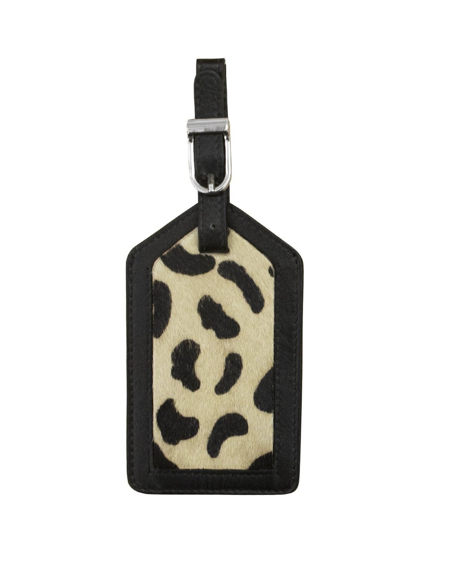 - Black/Leopard Calf Hair Luggage Tag