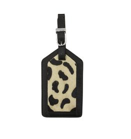 - Black/Leopard Calf Hair Luggage Tag
