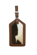 - Brown Leather Calf Hair Luggage Tag