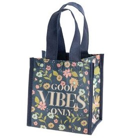 Navy Floral Small Recycled Gift Bag Good Vibes