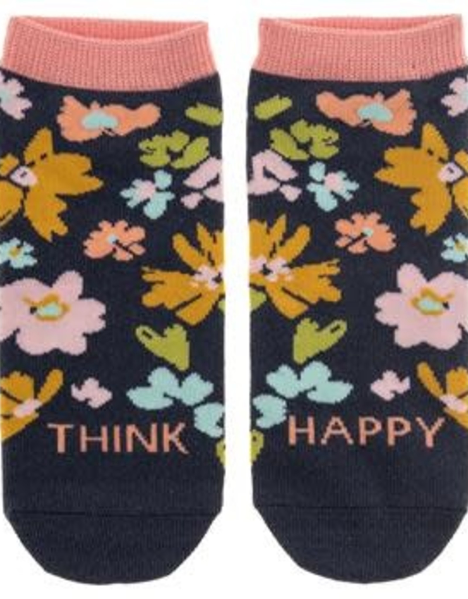 Navy Floral Think Happy Ankle Socks