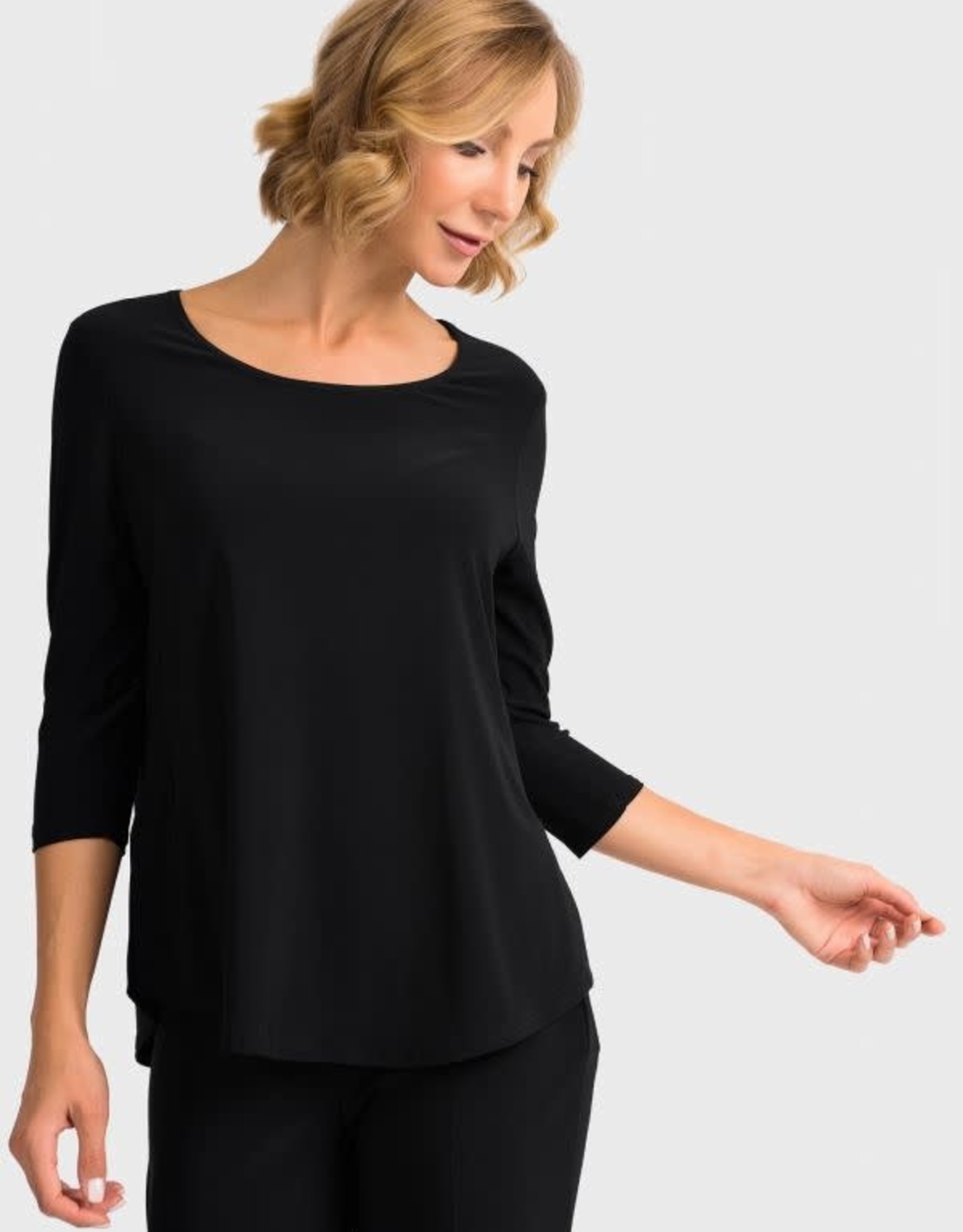 Joseph Ribkoff Black 3/4 Sleeve Top w/Side Slits