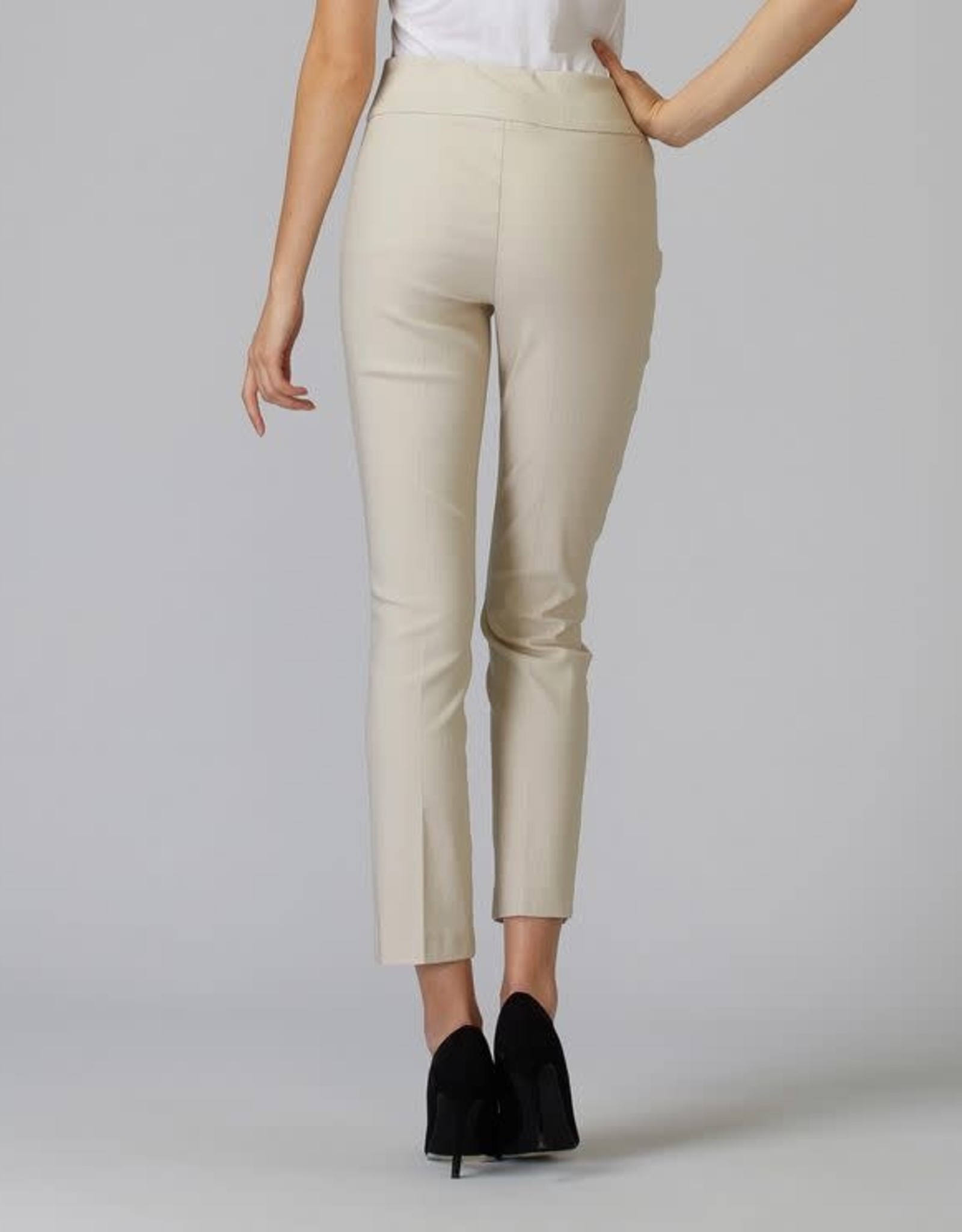 Beige Pull-On Slim Fit Pant - Evelie 