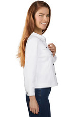 - White Button Front Knitted Twill Jacket