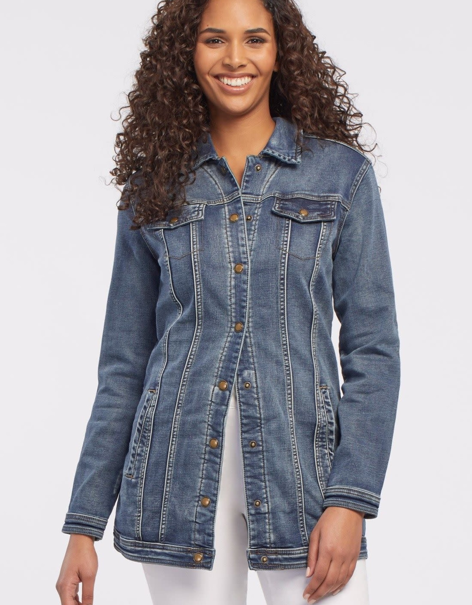 Medium Wash Maxi Denim Jacket - Evelie 
