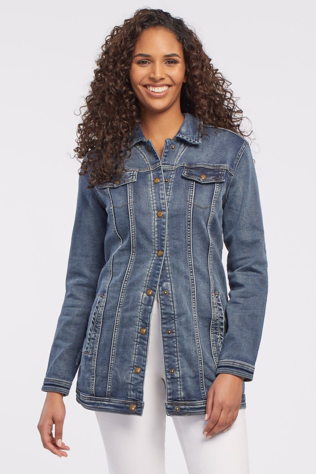 Tribal Womens Denim Maxi Jacket Women 