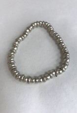 Pewter Stretch Beaded Bracelet