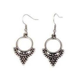Pewter Earring Round w/ Dotted Shapes